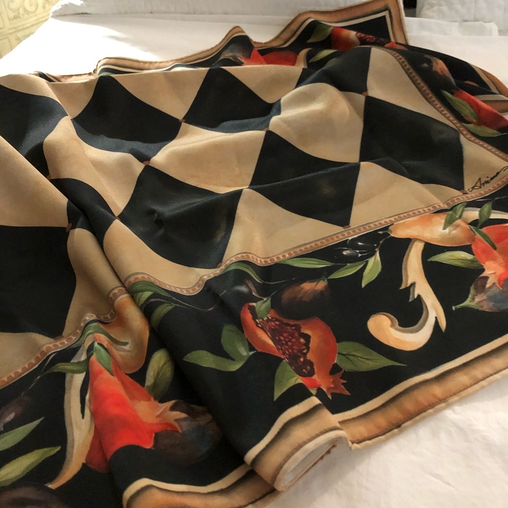 Silk like Signed Tablecloth from Europe